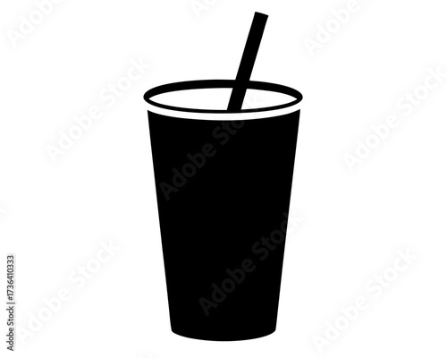 soft drink with straw silhouette vector,soft drink in cup icon