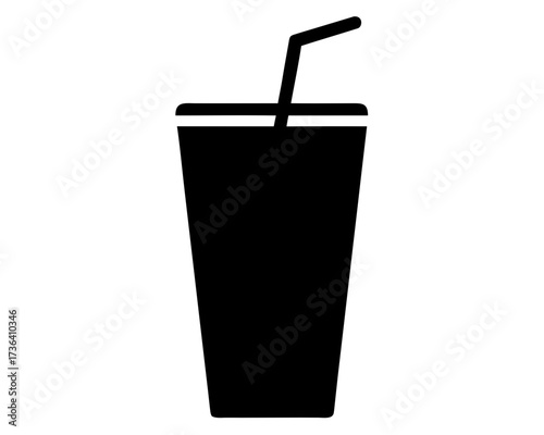 soft drink with straw silhouette vector,soft drink in cup icon