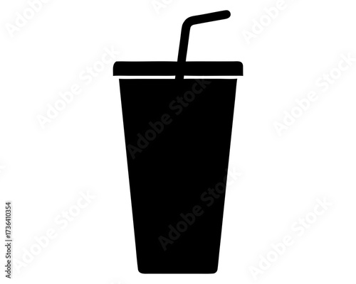 soft drink with straw silhouette vector,soft drink in cup icon