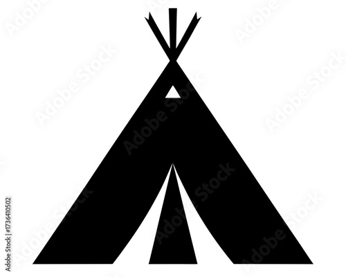 teepee tent black silhouette vector, camping teepee icon vector