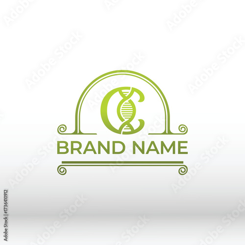 Elegant Logo Vintage letter C combination with DNA Helix