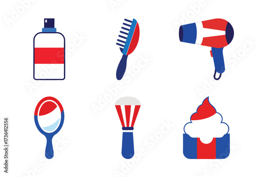 Dutch Barbershop & Hair Salon Flat Icons Set Grooming Essentials