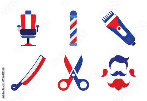 Barbershop tools and symbols collection for hair styling services