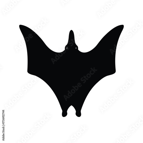 Silhouette of a Pterodactyl in Flight Prehistoric Reptile Against White Background