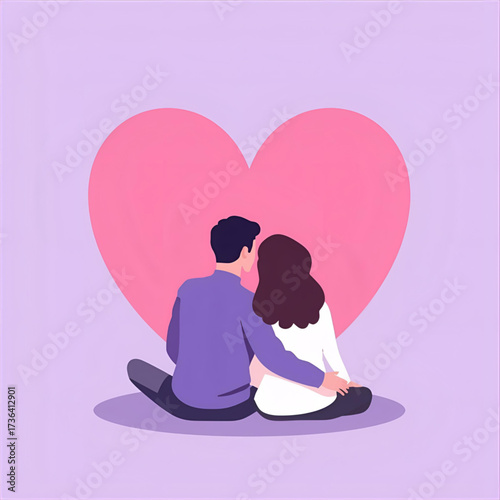 Couple Embracing in Front of a Heart Silhouette A Tender Moment of Love and Affection