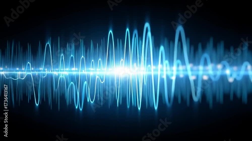 Sound Wave Visualization: A vibrant visualization of sound waves pulses with energy, showcasing the invisible forces that shape our world in a captivating, conceptual image.