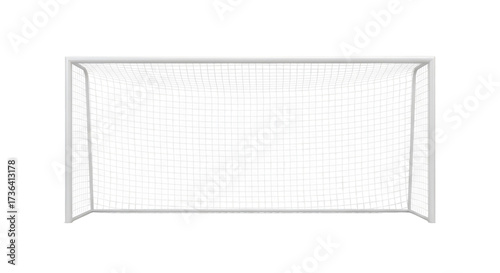 White soccer goal with net on black background football goal