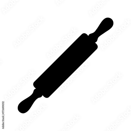 Stylized silhouette of a wooden rolling pin for cooking baking