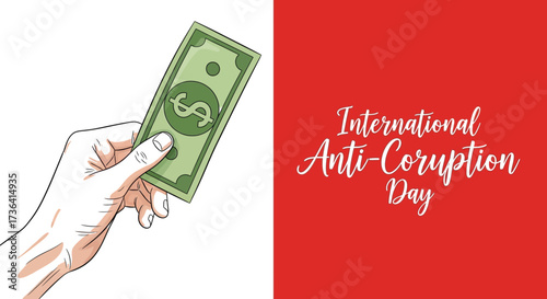 Hand offering money, representing bribery and corruption, on International Anti-Corruption Day.