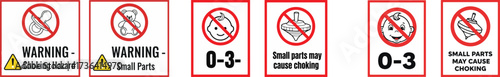 Choking Hazard Warning Signs for Toys - Small Parts Safety Labels with Age Restriction