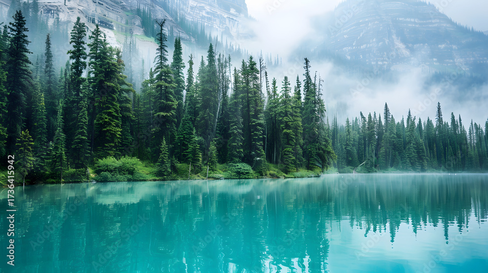 Obraz premium Canadian Rockies: Majestic Mountain Range Stretching Across Alberta & British Columbia, Canada—Featuring Snow-Capped Peaks, Glacial Lakes (Lake Louise, Moraine Lake), Pine Forests, and National Parks 