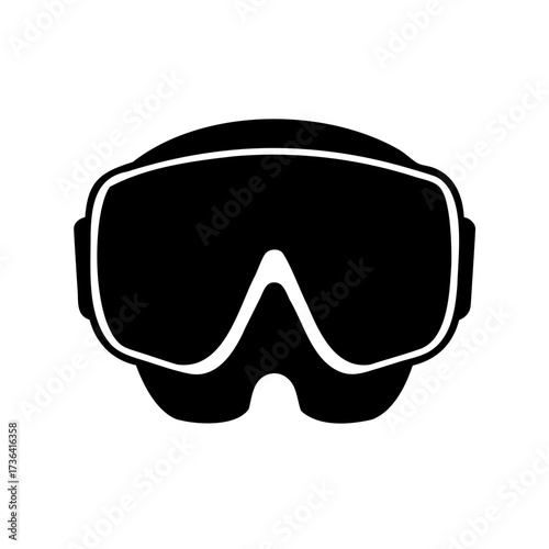 Simple Black and White Icon of Ski or Snowboard Goggles