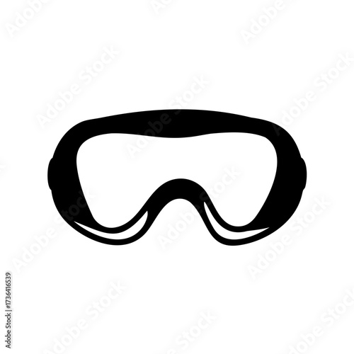 Simple Black and White Illustration of Ski or Snowboard Goggles