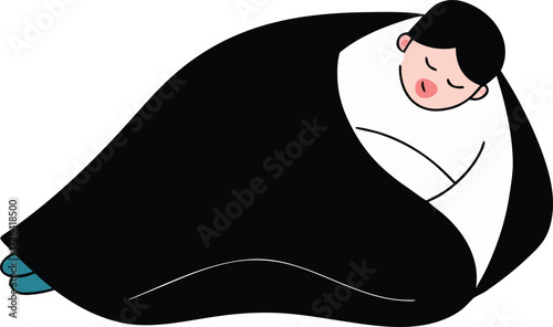 Person wrapped in blanket silhouette