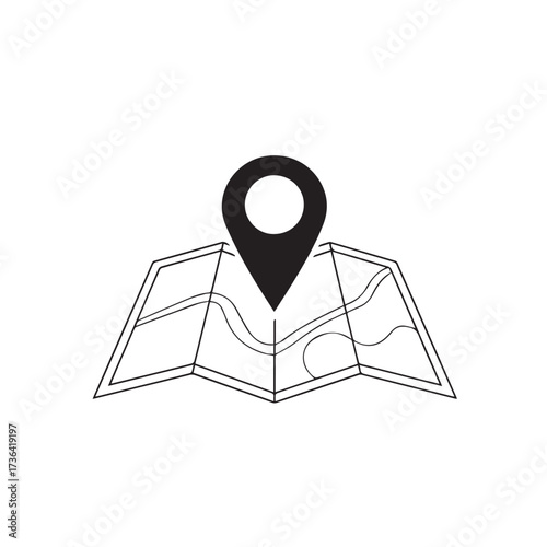 "Folded map with location flag"
