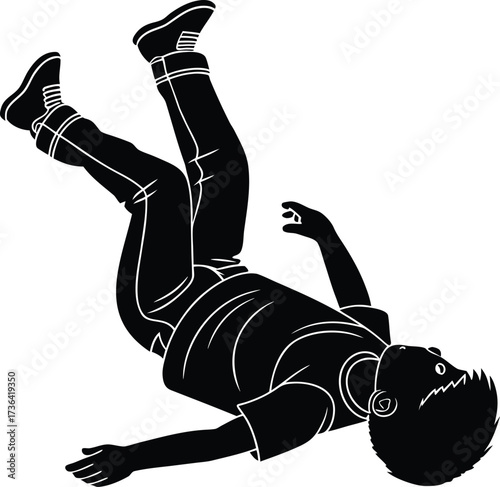 Young boy falling down silhouette