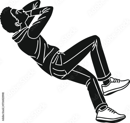 Person doing sit up exercise silhouette