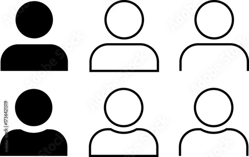 Collection of user profile icons in black and white