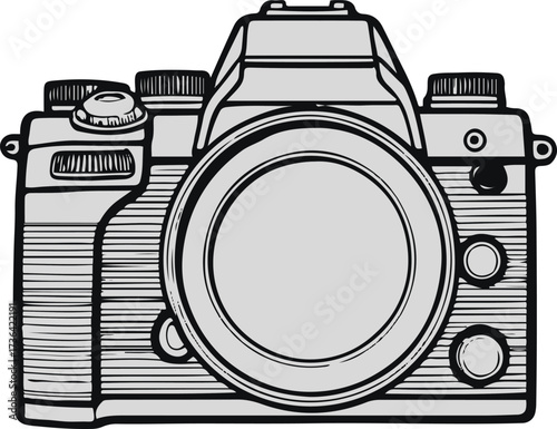 Elegant outline of a digital camera with lens detail 3