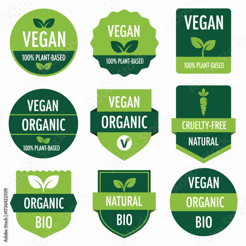 Set of eco friendly icons. Ecologic food stamps. Organic natural food labels.