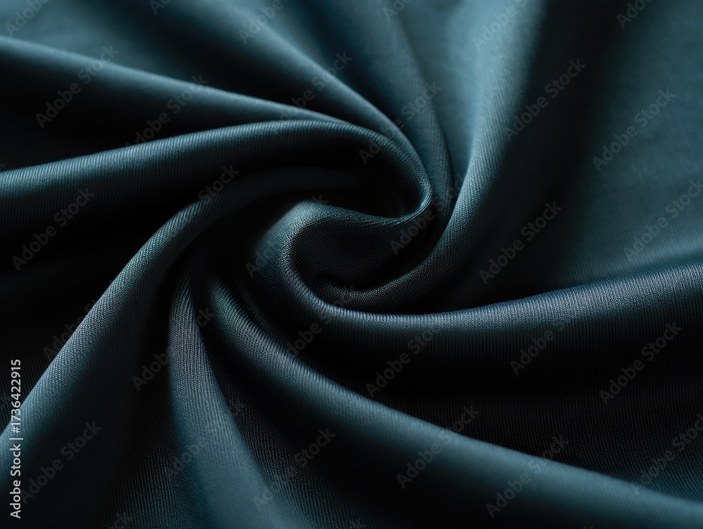 Fototapeta premium Rich blue satin fabric folds into a dramatic, luxurious textile close-up