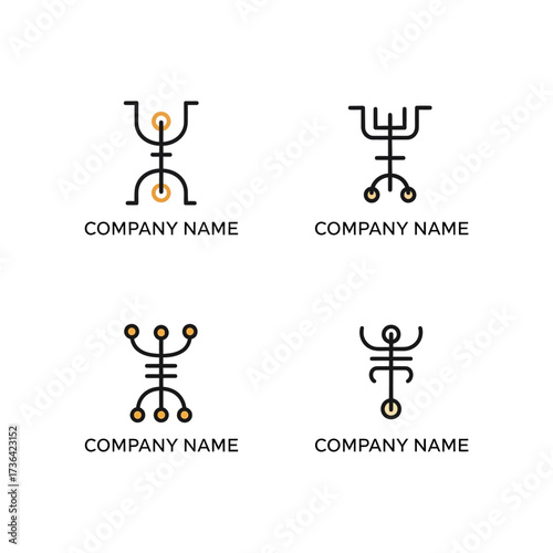 Collection of four abstract geometric symbols for company logos.