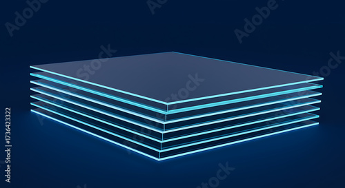 Stacked transparent glass sheets with blue light edges