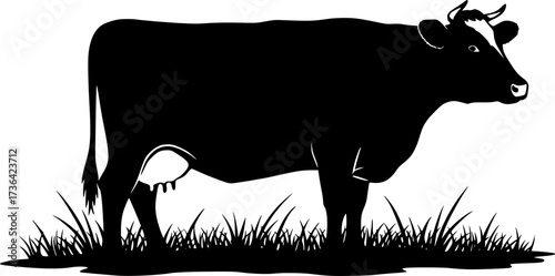 vector cow and grass silhouette
