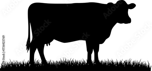 vector cow and grass silhouette
