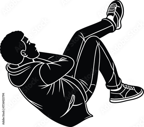 Man performing abdominal crunch exercise silhouette