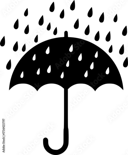 vector symbol of umbrella protection from rain drops
