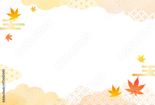 紅葉と和柄のフレーム