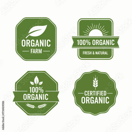 Set Of Eco Friendly Icons. Ecologic food stamps. Organic natural food labels.
