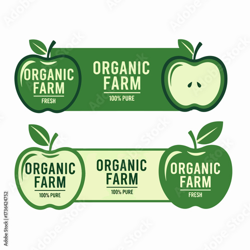 Set organic food labels, Organic banner