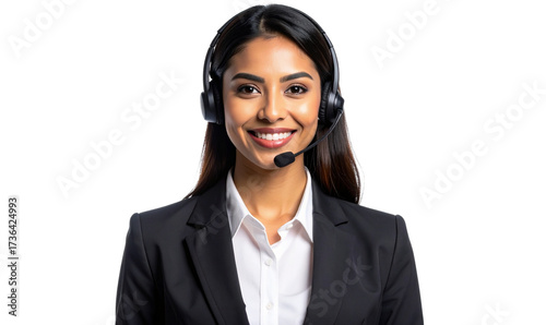 Transparent Background, PNG Professional Female Customer Service Representative with Headset