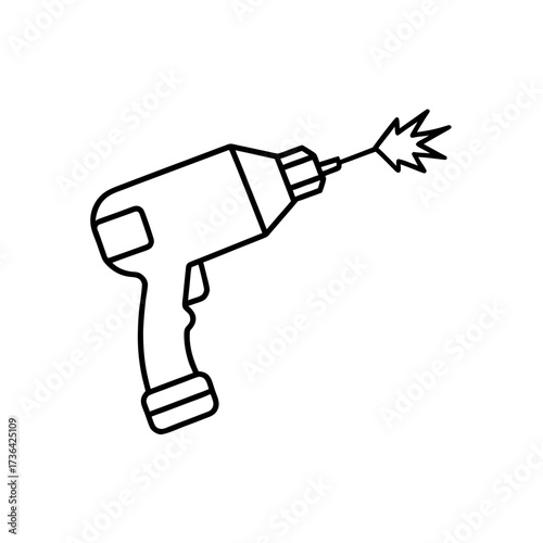 Outline of a cordless power drill working silhouette