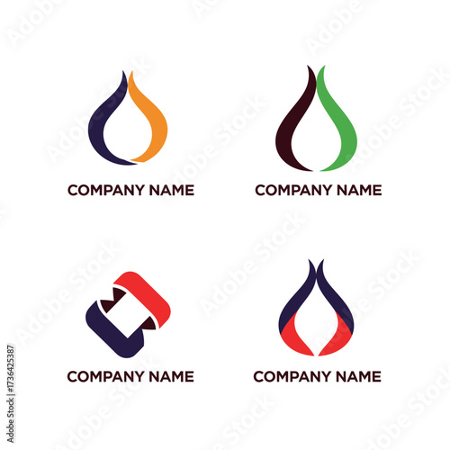 Creative logo designs featuring abstract water drop shapes for branding and identity.