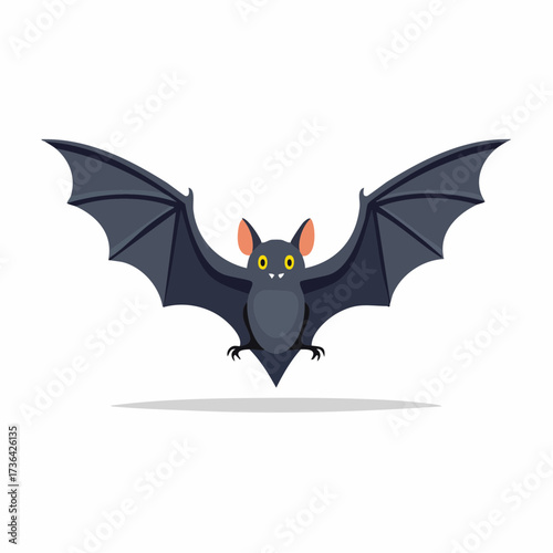 Cute Halloween Cartoon Bats Flying at Night with Moon and Scary Elements