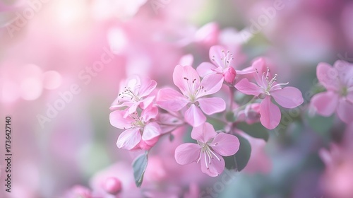 A close-up of delicate pink flowers with a soft bokeh background, emphasizing tenderness and grace.