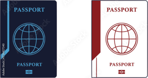 vector blue and red passports. passport cover templates
