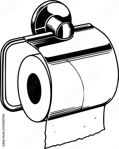 vector empty toilet paper roll and metal holder
