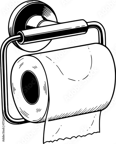 vector empty toilet paper roll and metal holder
