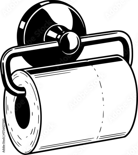 vector empty toilet paper roll and metal holder
