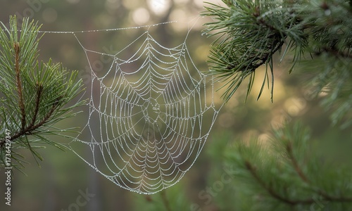 Spiderweb in the Forest A Delicate Natural Structure.