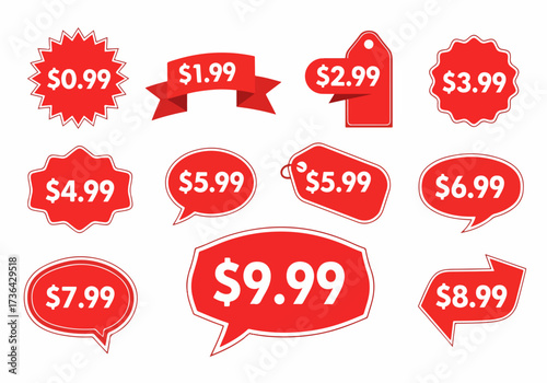 Red Sale Tags Showcasing Competitive Market Prices