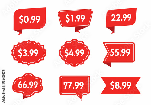 Discount Store Price Signs in Bold Red Design