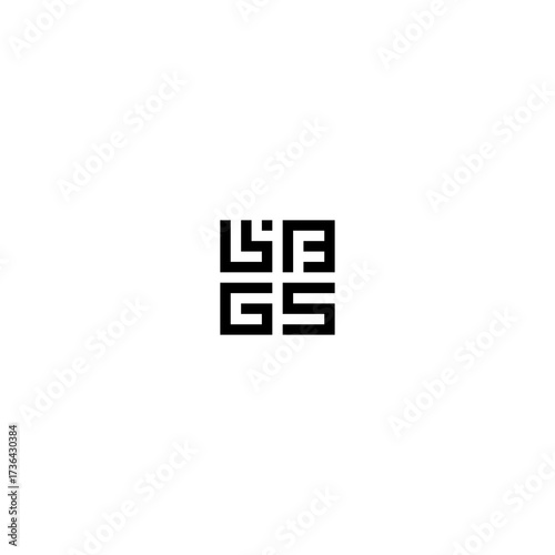 LFGS or LGFS or GSLF letter line logo design. Minimalist linear style emblem. Luxurious and elegant vector element. Premium business logo. Graphic alphabet symbol for corporate business identity.