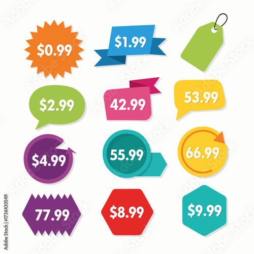 set of sale labels, Price tags, element set on transparent background