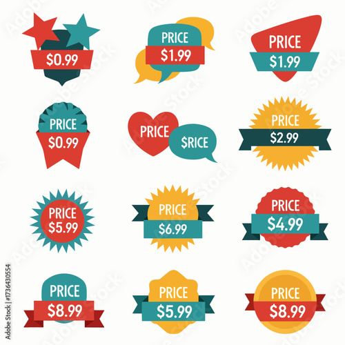 set of sale labels, Price tags, element set on transparent background