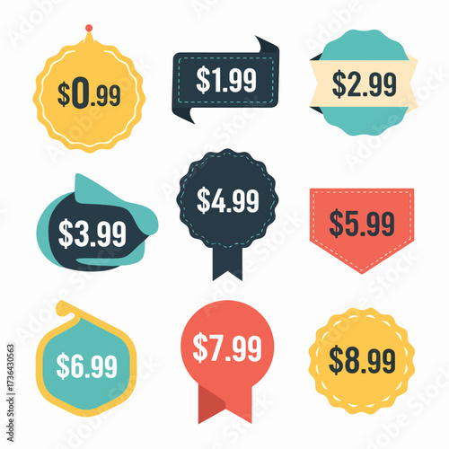 set of sale labels, Price tags, element set on transparent background